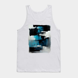 Abstract art painting in cyan, blue gray and black Tank Top